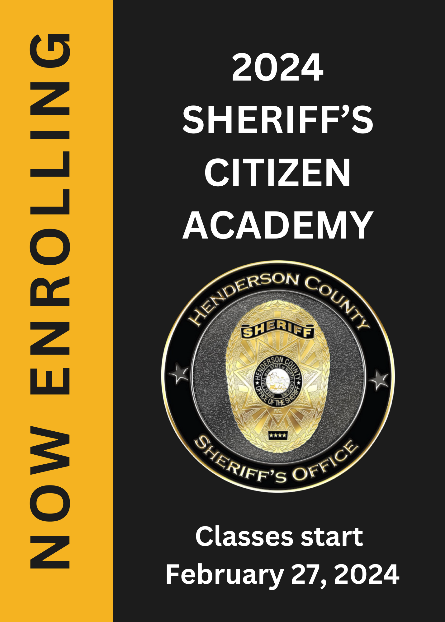 SHERIFF'S CIITIZENS ACADEMY ACCEPTING APPLICAITONS WHKP 1450